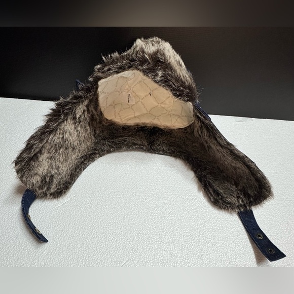 True Religion Blue Denim Trapper Hat with Faux Fur - Picture 13 of 14